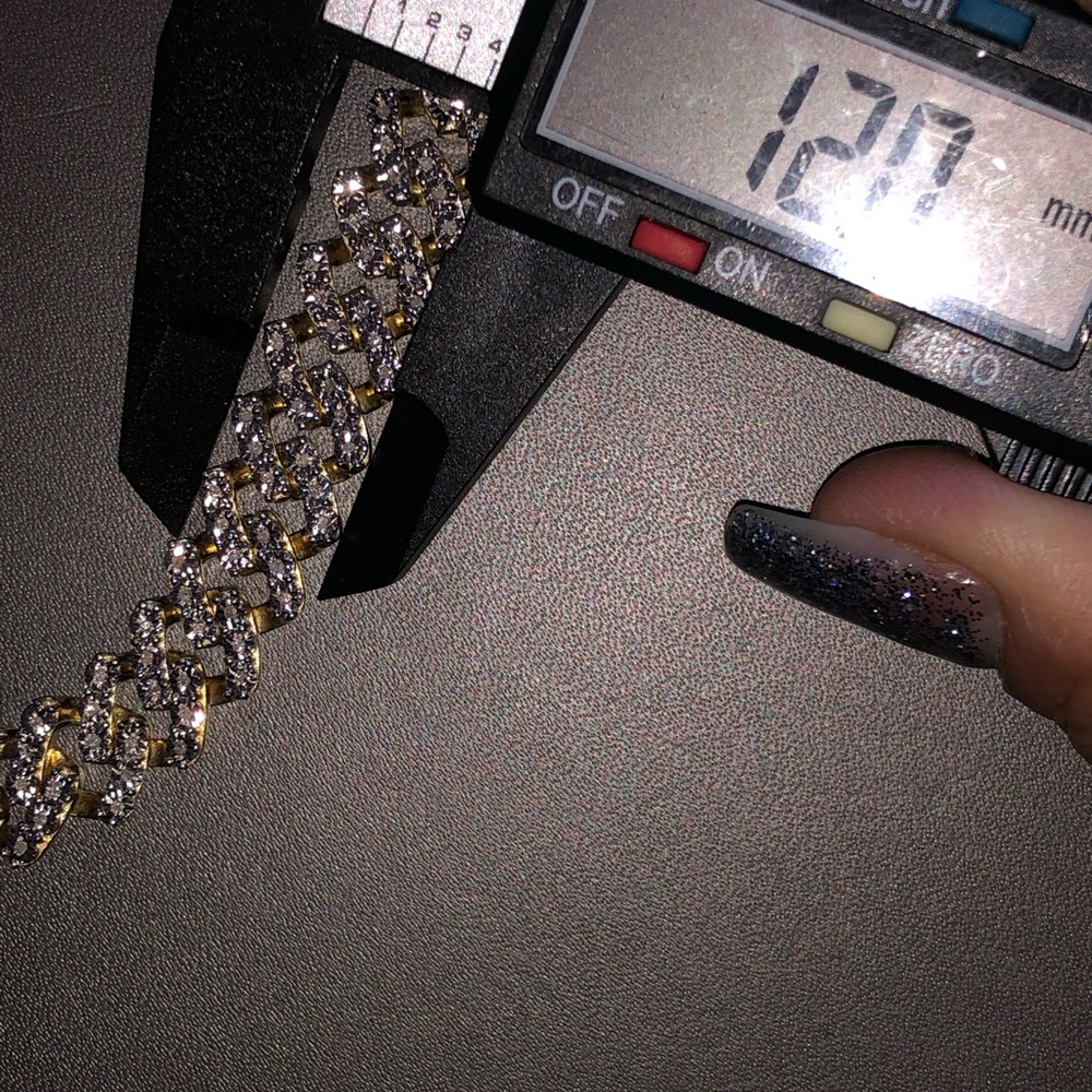 10k gold REAL DIAMOND Cuban link chain FREE posh authenticate service NOT FAKE! - Picture 5 of 12